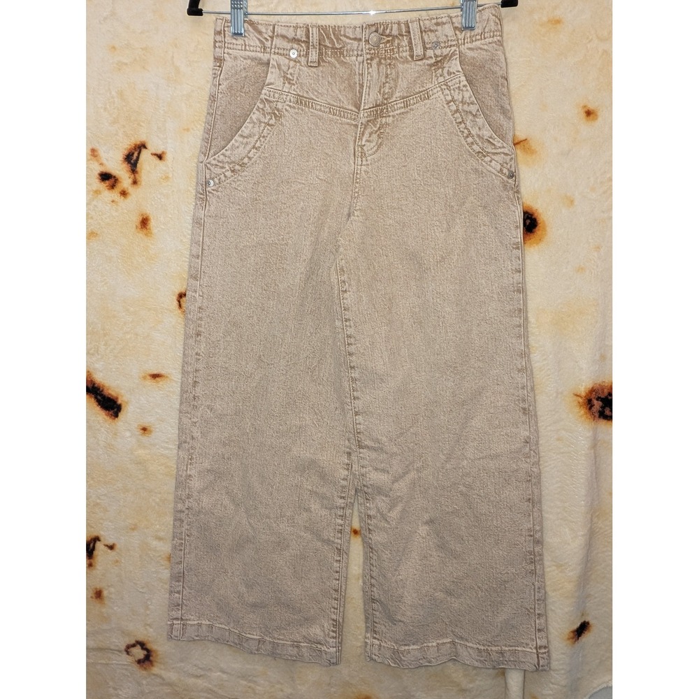 Levi's 94 Baggy Wide Leg Jeans Girls Size 14 Tan Patterned High Rise Denim